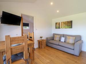 a living room with a couch and a television at Birch in Swadlincote