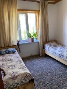 1 Schlafzimmer mit 2 Betten und einem Fenster in der Unterkunft Bulak in Tar-Suu