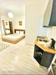 a room with a bedroom with a bed in it at Hotel Ipsilanti in Iaşi
