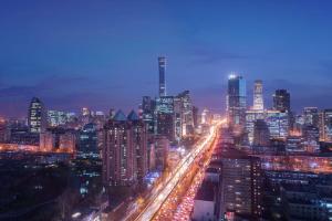 北京景观或在酒店看到的城市景观