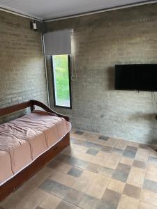 代曼的住宿－La Luisa，一间卧室配有一张床和一台平面电视