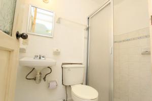 ein Badezimmer mit Toilette, Waschbecken und Dusche in der Unterkunft Hotel Dulce Luna in San Cristóbal de las Casas