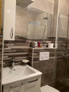a bathroom with a sink and a toilet at Apartment Centar Sarajevo in Sarajevo +23 photos