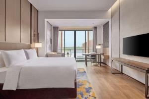 Televiisor ja/või meelelahutuskeskus majutusasutuses Hilton Shanghai Fengxian