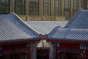 a group of three roofs of a building at Waldorf Astoria Beijing in Beijing