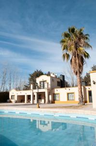 ein Haus mit einer Palme und einem Pool in der Unterkunft La Moni in Las Compuertas