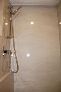 a shower with a shower head in a bathroom at Urban Den in Sarajevo +4 photos