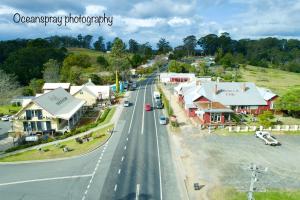 an aerial view of a small town with houses at Bodalla Dairy Shed Guest Rooms in Bodalla