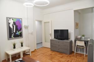 Perfect athens في أثينا: غرفة معيشة مع تلفزيون على خزانة