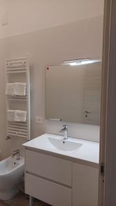 a bathroom with a sink and a mirror and a toilet at CARLO DI BORBONE - Casa Vacanze- in Fornelli