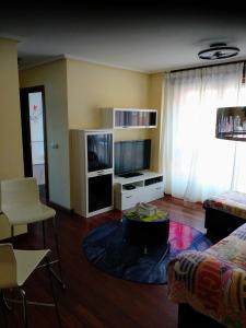 sala de estar con TV y sofá en Apartamento La Gloria, en Gibaja