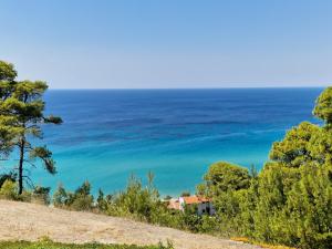 a view of the ocean from a hill at Country house with amazing sea view in Kassandria