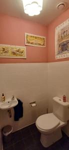 een badkamer met een toilet en een wastafel bij De Snoeperij in Dirksland