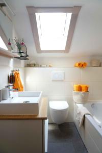 a bathroom with a sink and a toilet and a skylight at eleven Marquartstein in Marquartstein