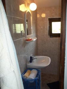 a bathroom with a sink and a mirror at Karuc Apartments in Karuč