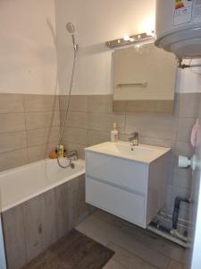 un bagno con lavandino e vasca da bagno di Studio La Grande Chaume A a Enchastrayes