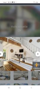 een magazine foto van een woonkamer met een trap bij La maison près du Lac in Aureilhan
