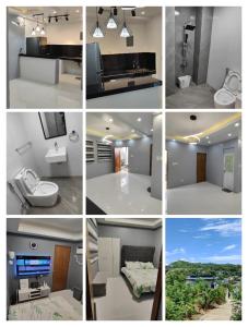 a collage of different pictures of a bathroom at Golden Mountain Homestay in Rizal