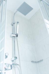 a shower with a shower head in a bathroom at Essens Grüne Mitte , Direkt an der KEM Klinik, Freie Parkplätze und Netflix in Essen