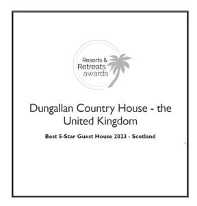 Sijil, anugerah, tanda atau dokumen lain yang dipamerkan di Dungallan Country House Bed & Breakfast