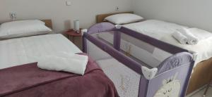 two bunk beds in a room with at Veronika's House je prijeten, miren apartma v naravi, blizu mesta in Celje