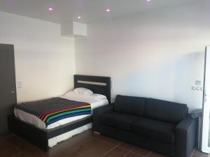阿格德角的住宿－LoVe 3，一间卧室配有一张床和一张沙发
