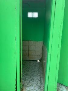 a green room with a tiled floor and a window at Diegun Tours in Panama City