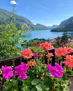 モルヴェーノにあるHotel Auroraの湖の花束