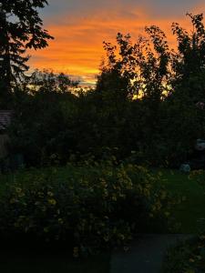 Pohľad na východ alebo západ slnka z dovolenkového domu alebo blízkeho okolia