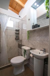 La salle de bains est pourvue de toilettes et d'un lavabo. dans l'établissement Marco Beach Tiny House, à Faliraki