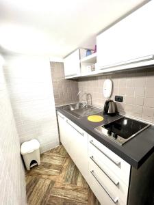 une petite cuisine avec un évier et une cuisinière dans l'établissement Santa Chiara Apartment, à Naples