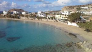 an aerial view of a beach with white houses at Sea Melody in Lefkos Karpathou