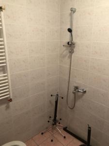 e bagno con doccia e servizi igienici. di Apartman Pionirska a Sarajevo Altre 7 foto