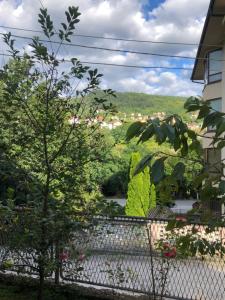 una vista dal balcone di una casa con un fiume di Apartman Pionirska a Sarajevo