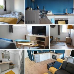 Ένα ή περισσότερα κρεβάτια σε δωμάτιο στο Petit appartement cosy à Troyes