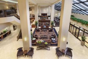 an overhead view of the lobby of a building at Embassy Suites by Hilton Santa Clara Silicon Valley in Santa Clara