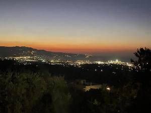 widok na miasto oświetlone w nocy w obiekcie Creta Luxury Villas w Heraklionie