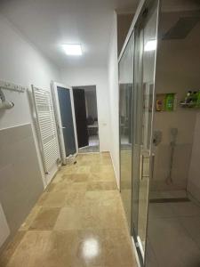 a bathroom with a walk in shower and a glass shower stall at Casa Ancuta Eforie Sud in Eforie Sud