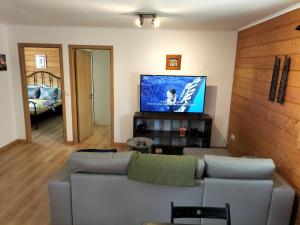 ein Wohnzimmer mit einem Sofa und einem Flachbild-TV in der Unterkunft Sintra Escape in Sintra
