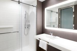 マイアミにあるAC Hotel by Marriott Miami Airport West/Doralのバスルーム(シンク、シャワー、鏡付)