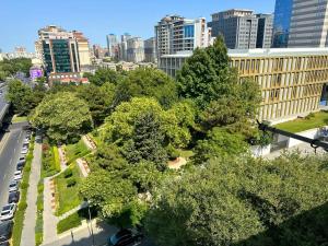 uma vista aérea de um parque com árvores numa cidade em Very comfortable apartment, convenient location! em Baku