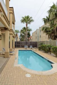 南帕諸島的住宿－Condo in quiet 4plex close to beach & pool!，棕榈树庭院内的游泳池