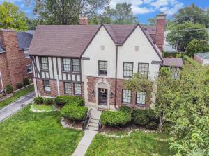 an aerial view of a house at Mansion with Pub in Basement in Grosse Pointe Park