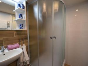 un bagno con doccia e lavandino di Holiday Home in Vrbovsko near Kama nik Trail a Vrbovsko Altre 23 foto