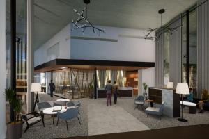 a rendering of the lobby of a building at Courtyard by Marriott Tuxpan Veracruz in Tuxpan de Rodríguez Cano