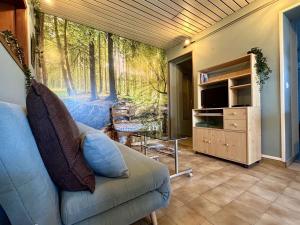 a living room with a couch and a tv at Maison de village à St-Pierre-d'Oléron - 2 pièces, 3 couchages, centre, proche commerces et pistes cyclables - FR-1-246A-270 in Saint-Pierre-dʼOléron