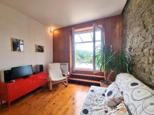 - un salon avec un canapé et une fenêtre dans l'établissement Appartement Saint-Genest-Lerpt, 3 pièces, 4 personnes - FR-1-496-287, à Saint-Genest-Lerpt