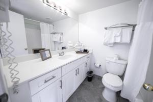 La salle de bains blanche est pourvue de toilettes et d'un lavabo. dans l'établissement 206 Fully Furnished 1BR Suite-Prime Location, à Scottsdale