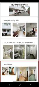 eine Collage mit Fotos von einem Wohnzimmer und einem Wäschebereich in der Unterkunft RFAF Staycation 6 units Concepcion Tarlac in Concepcion