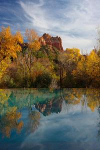 a view of a lake with a mountain in the background at Amara Resort & Spa in Sedona